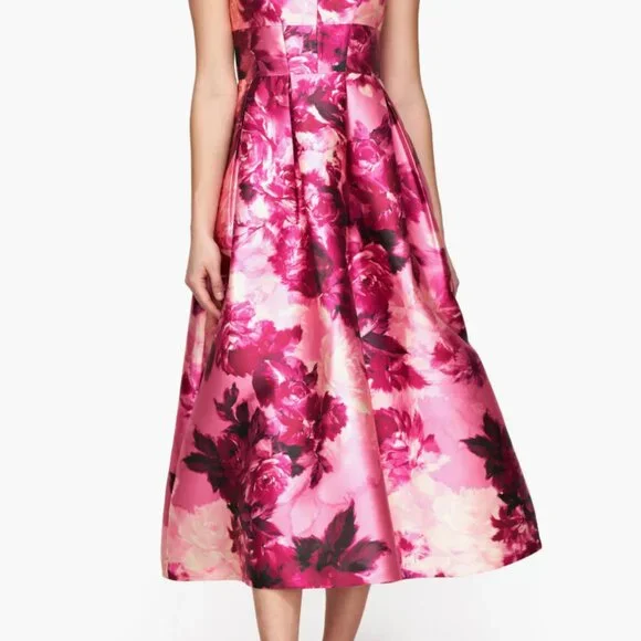 Kay Unger Tierney Floral Tea-Length Dress - Picture 5 of 11